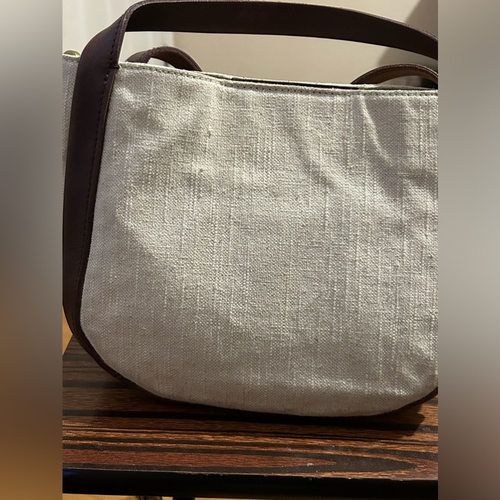Madewell Cream Canvas Crossbody with Brown Leather Trim - Picture 2 of 12